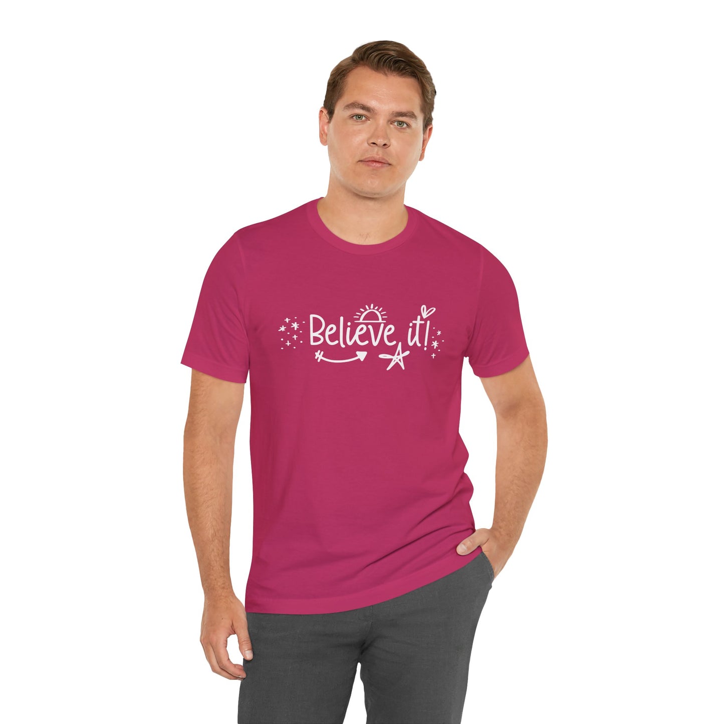 Believe It! Unisex Jersey Tee for Motivation and Positivity