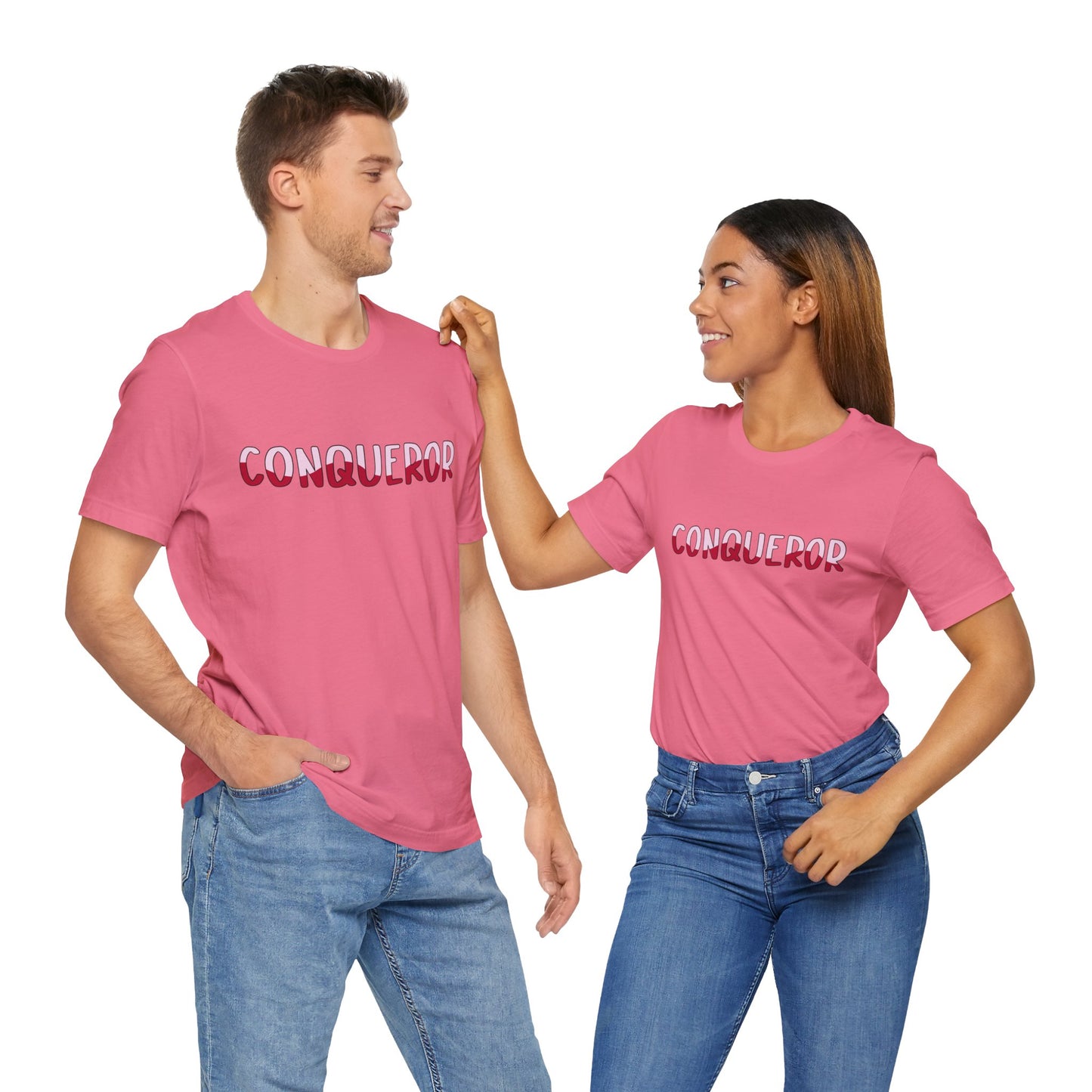 Conqueror Unisex Jersey Tee - Motivational Short Sleeve Shirt
