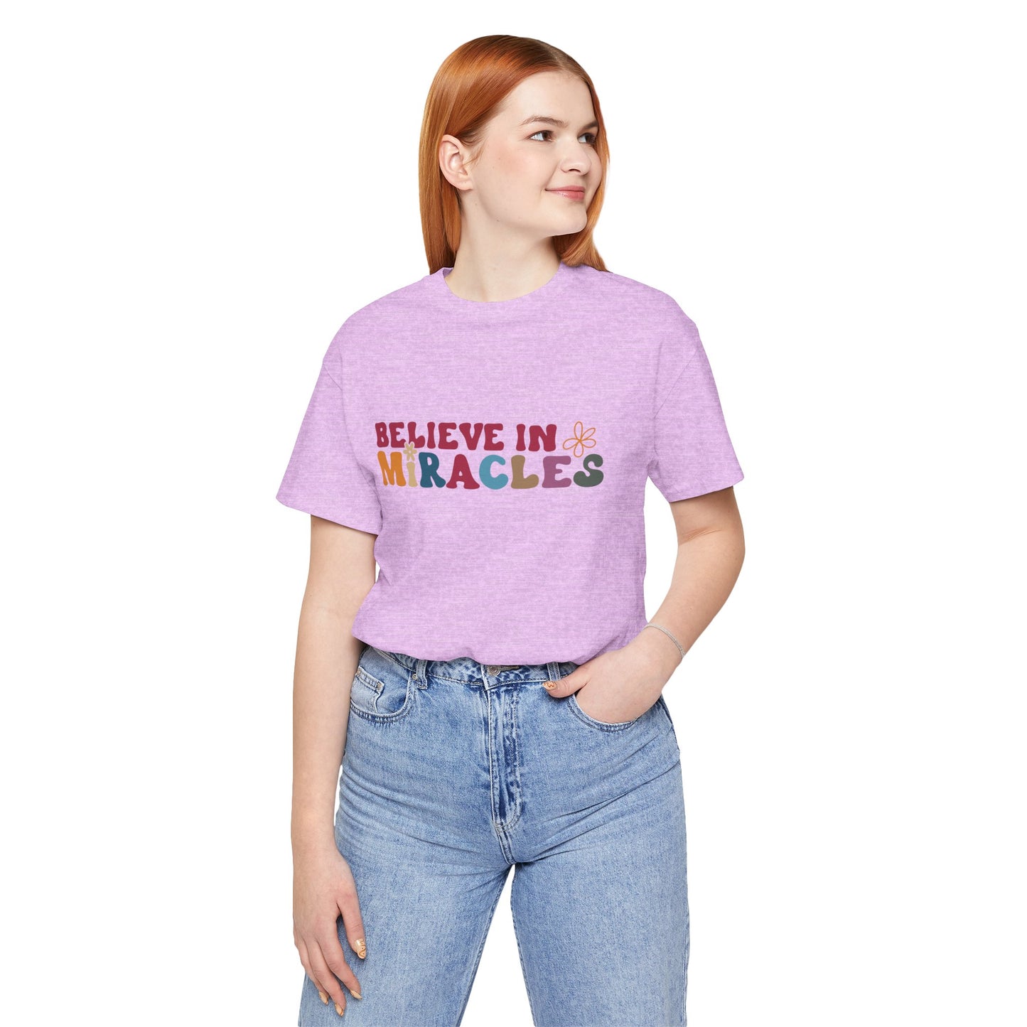 Believe in Miracles Flower Unisex Tee - Inspirational Graphic Short Sleeve Shirt