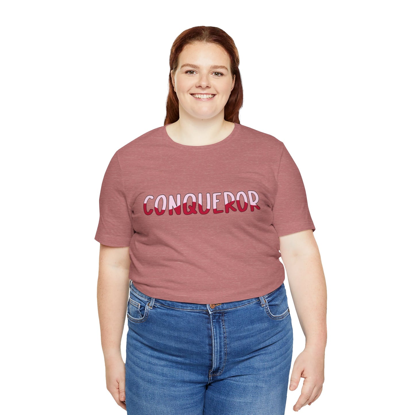 Conqueror Unisex Jersey Tee - Motivational Short Sleeve Shirt