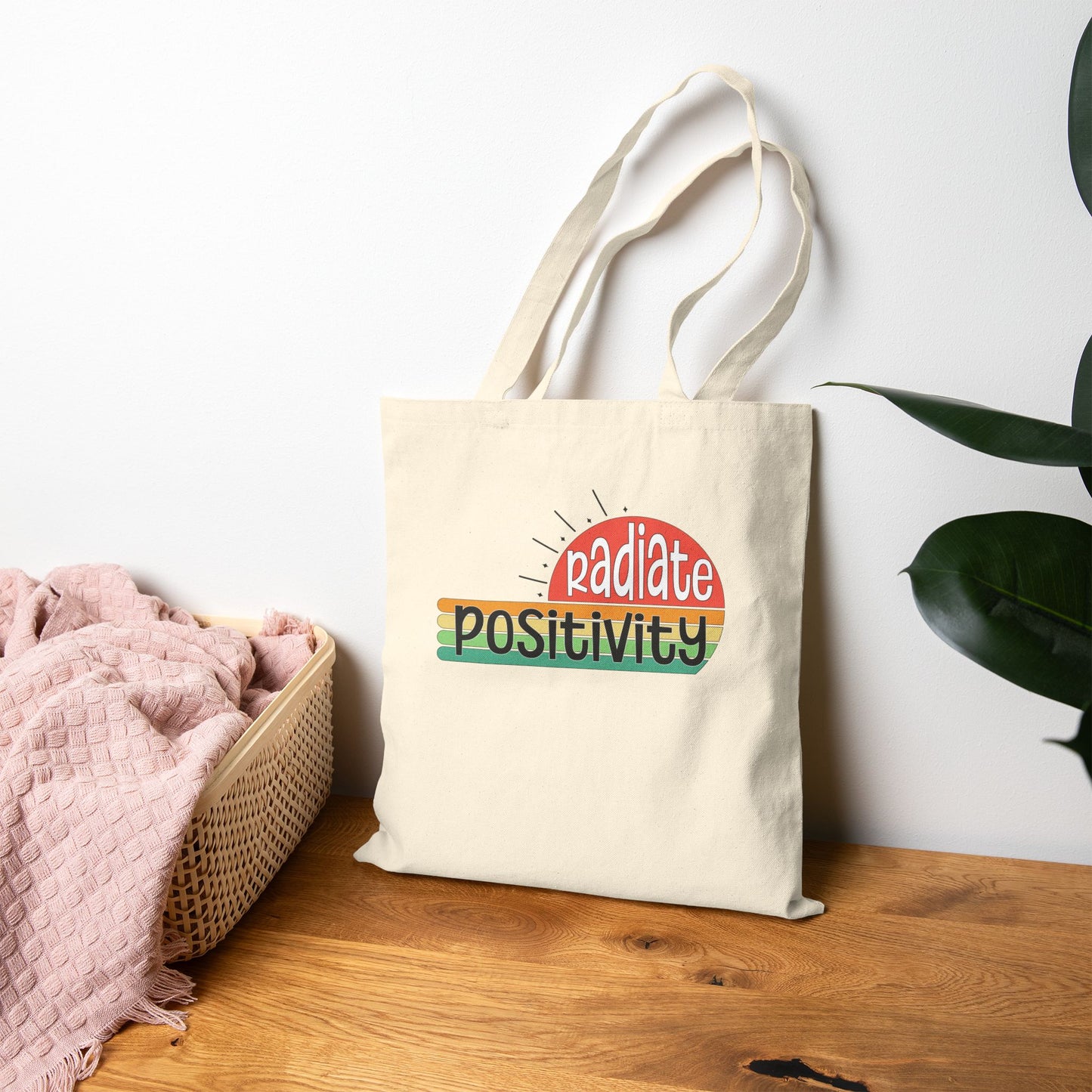 Radiate Positivity Cotton Canvas Tote Bag – Eco-Friendly Shopper for Everyday Use