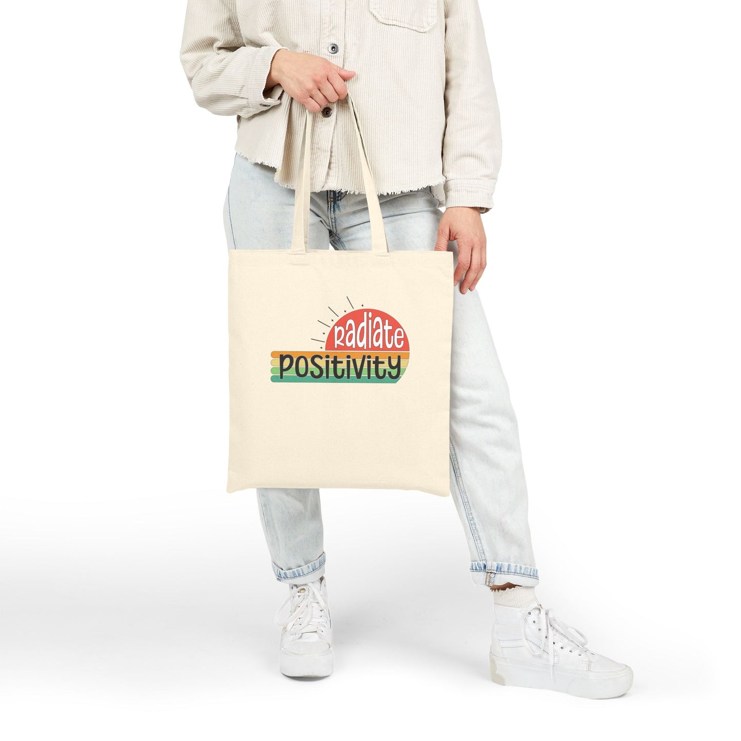 Radiate Positivity Cotton Canvas Tote Bag – Eco-Friendly Shopper for Everyday Use
