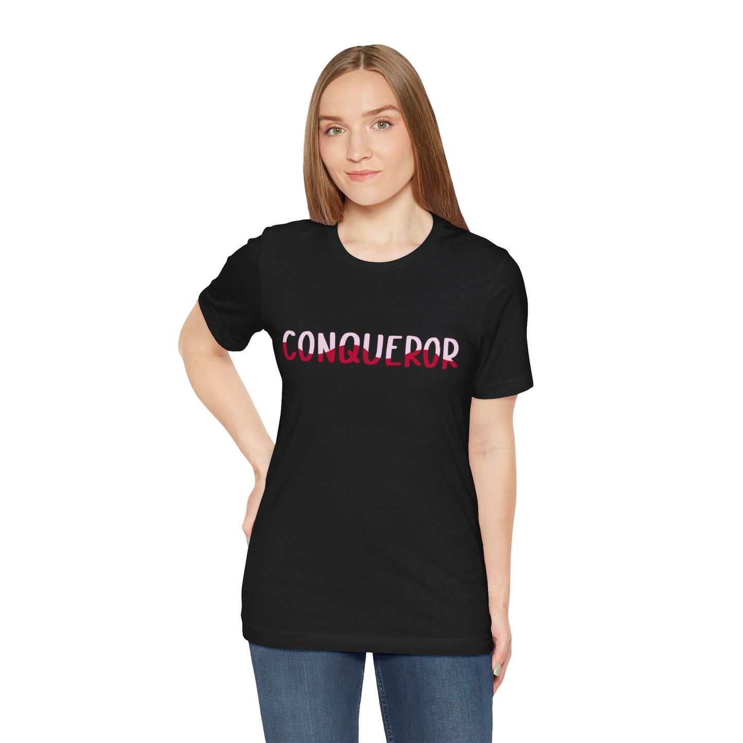 Conqueror Unisex Jersey Tee - Motivational Short Sleeve Shirt