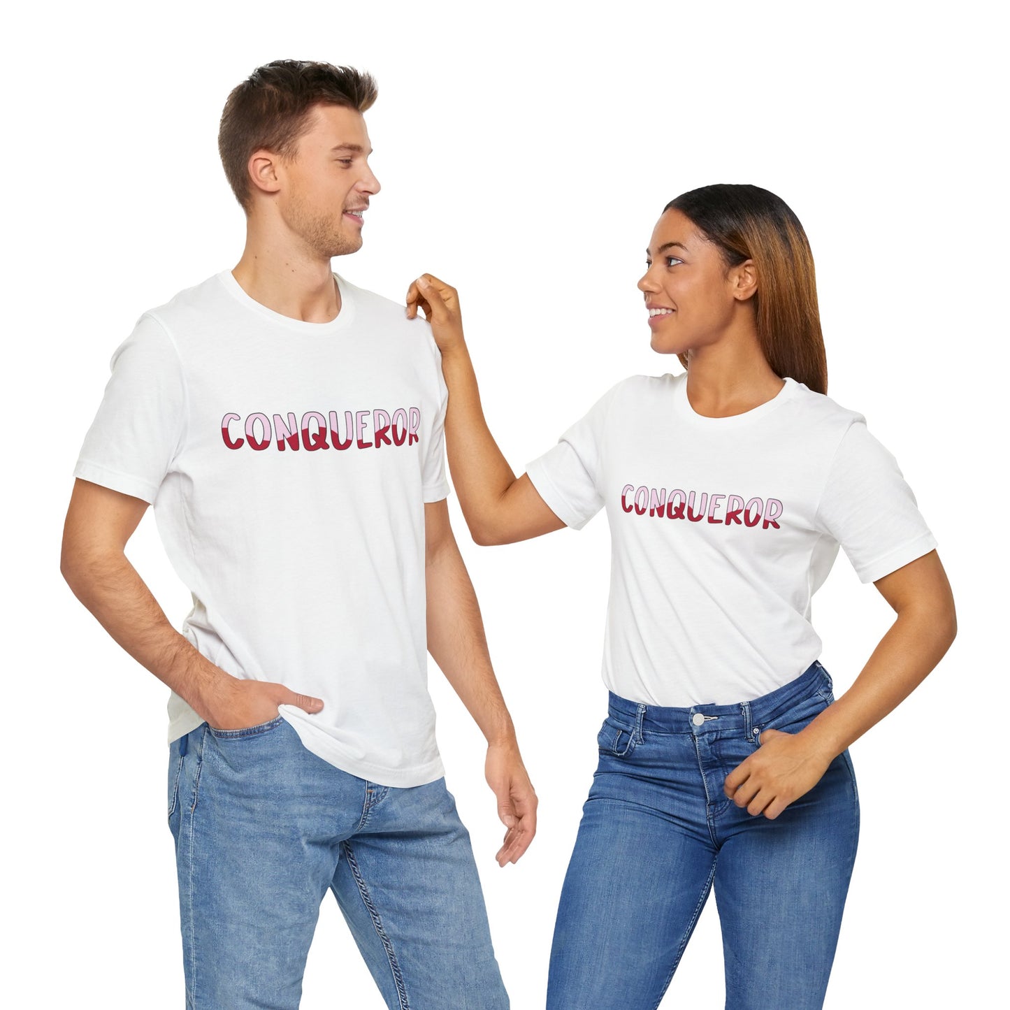 Conqueror Unisex Jersey Tee - Motivational Short Sleeve Shirt