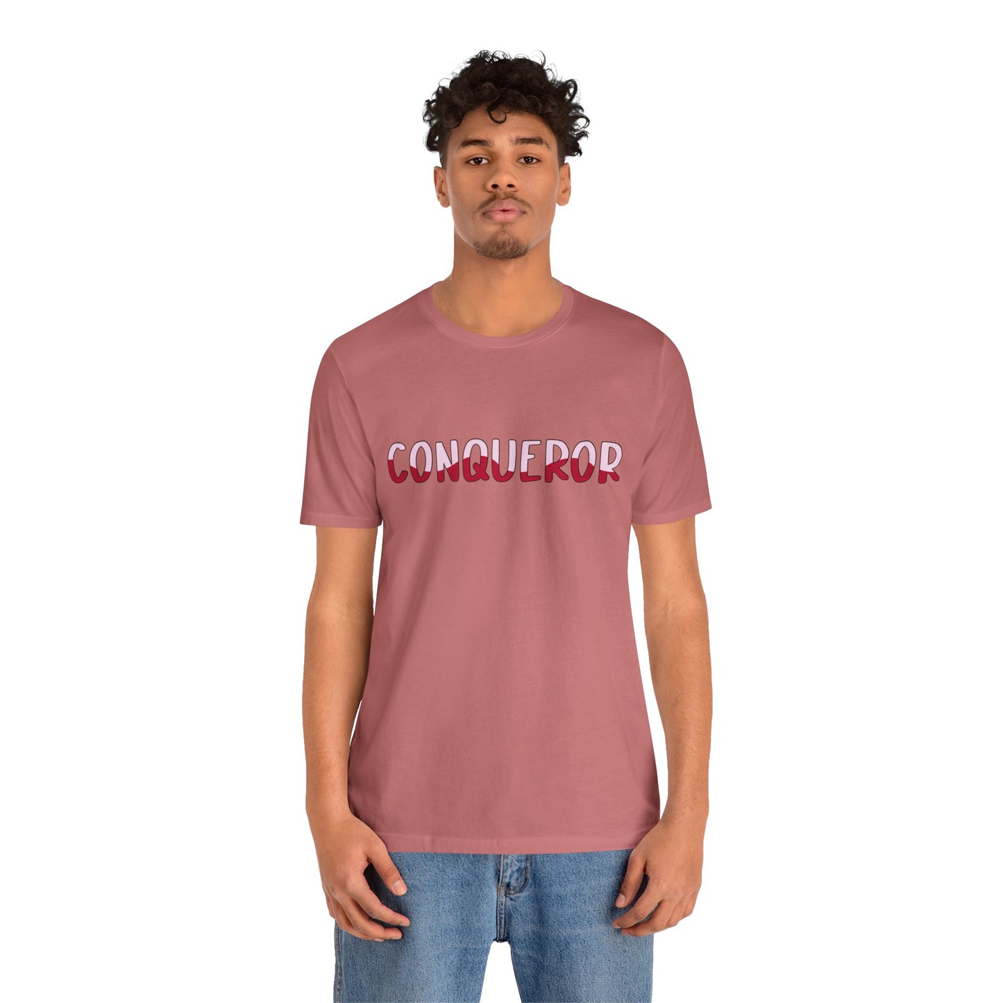 Conqueror Unisex Jersey Tee - Motivational Short Sleeve Shirt