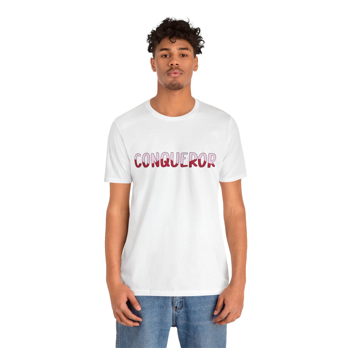 Conqueror Unisex Jersey Tee - Motivational Short Sleeve Shirt