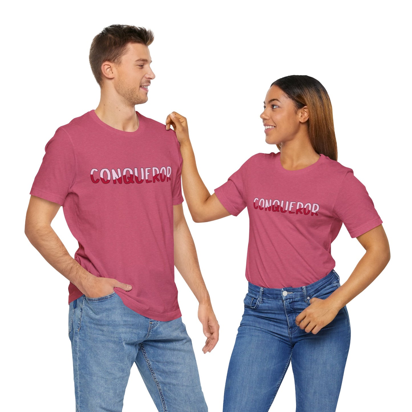 Conqueror Unisex Jersey Tee - Motivational Short Sleeve Shirt
