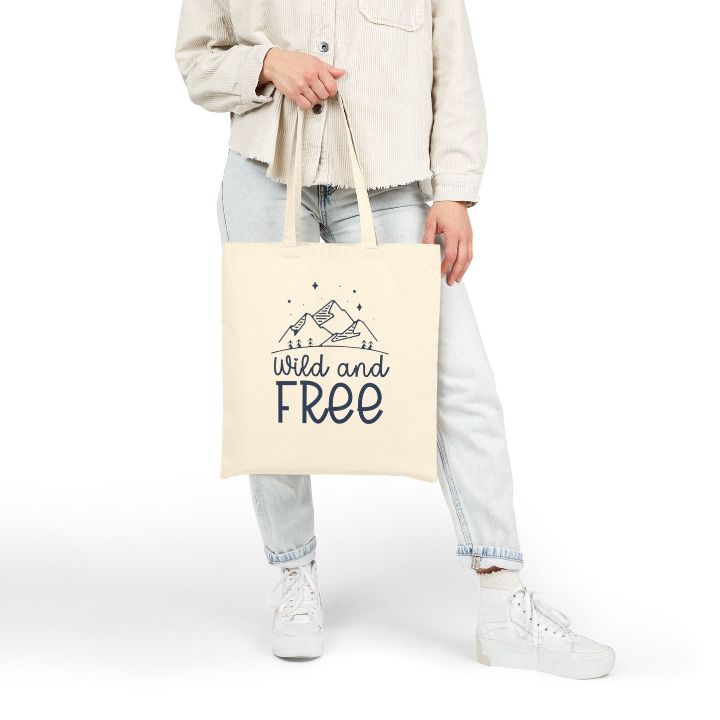 Wild and Free Cotton Canvas Tote Bag - Eco-Friendly Travel Accessory for Adventure Lovers