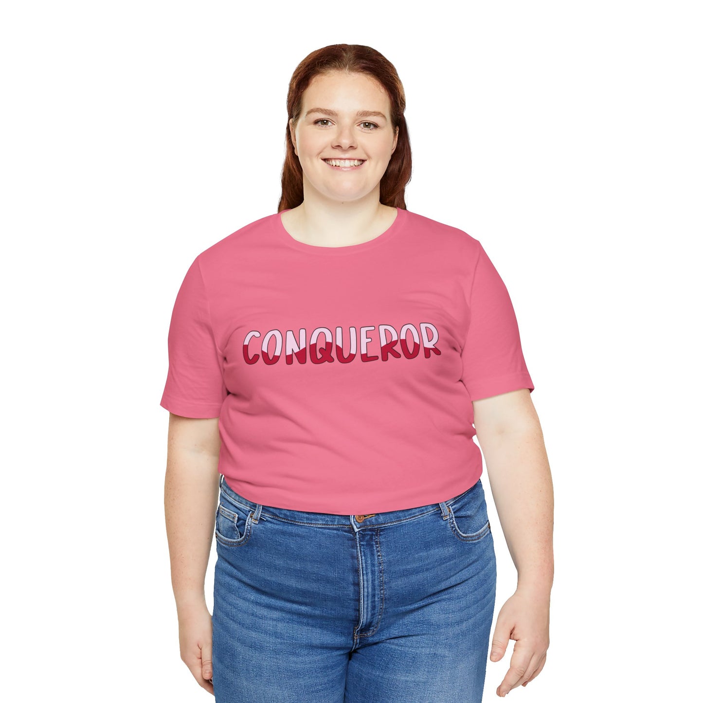 Conqueror Unisex Jersey Tee - Motivational Short Sleeve Shirt