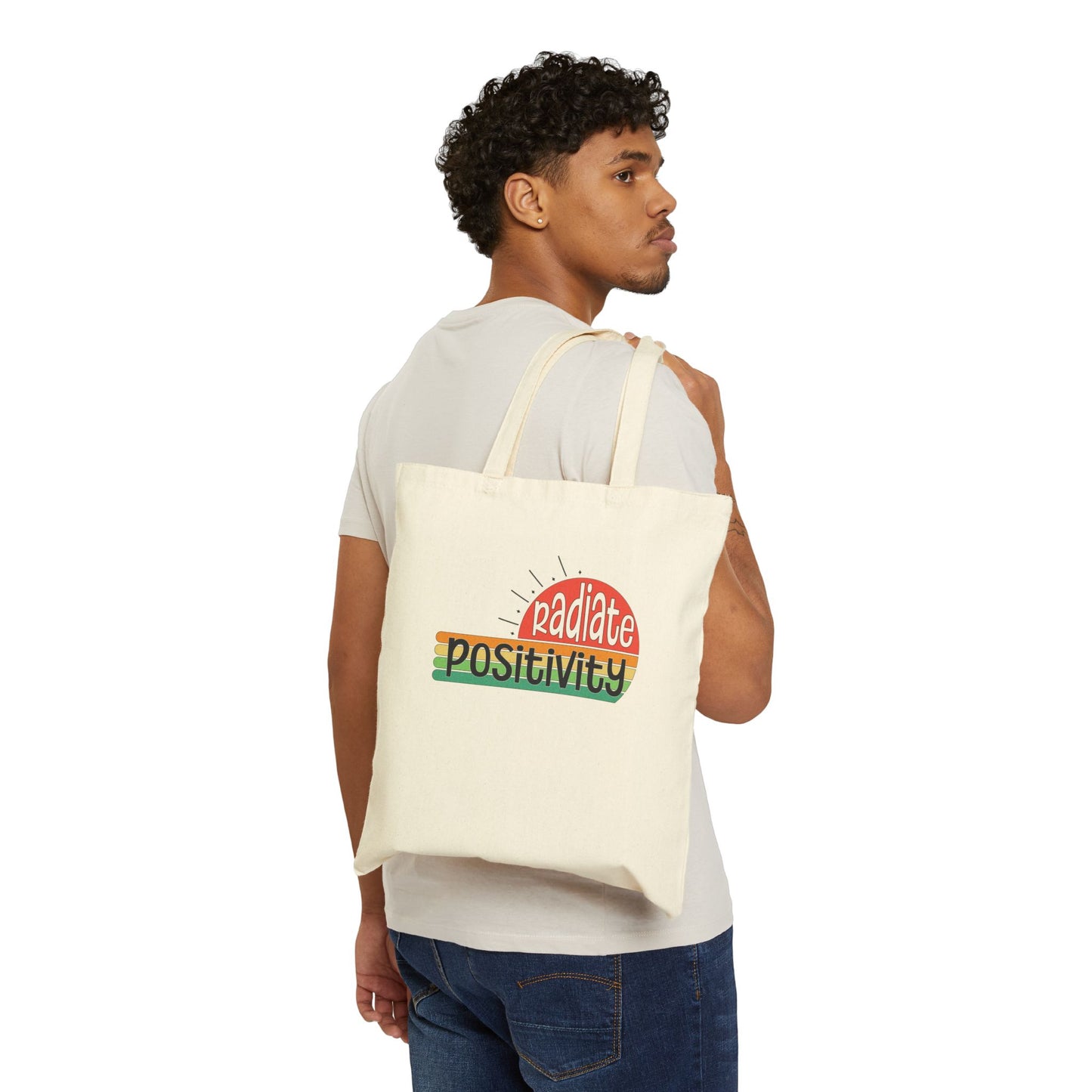 Radiate Positivity Cotton Canvas Tote Bag – Eco-Friendly Shopper for Everyday Use